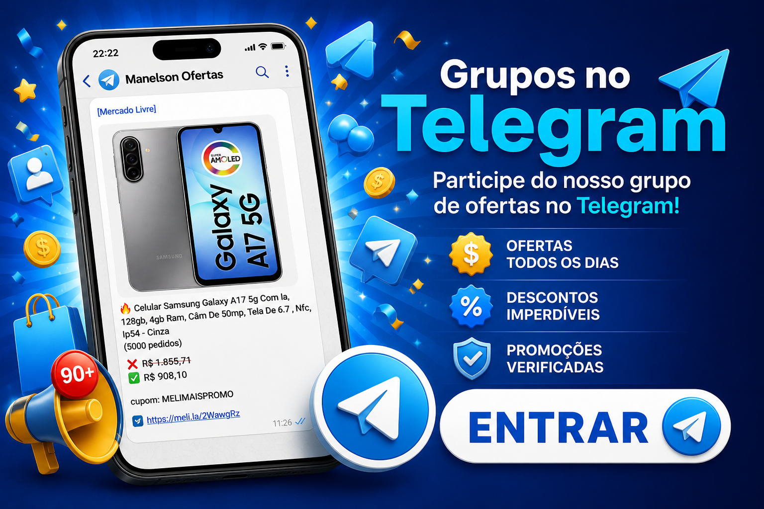 Entre no canal de ofertas do Telegram Manelson