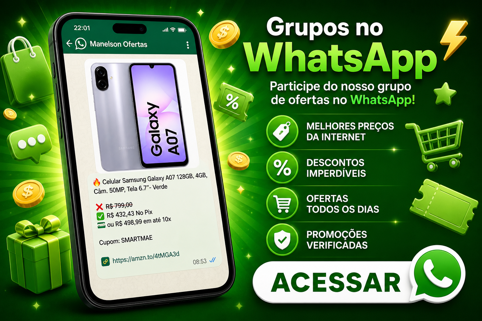 Entre no grupo de ofertas do WhatsApp Manelson